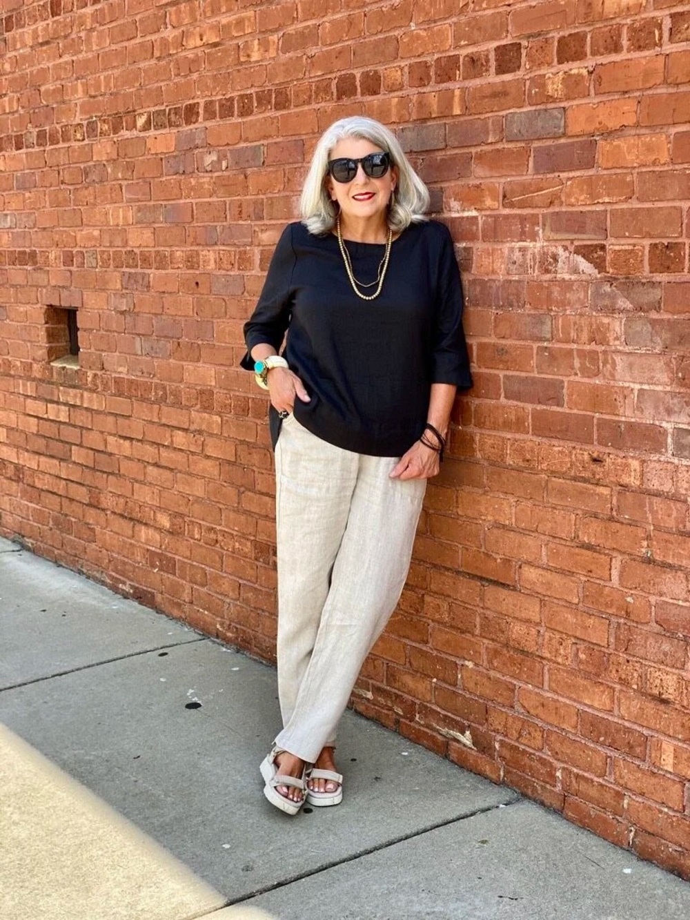 Sympli Light white Straight-Leg Linen-Blend Pants